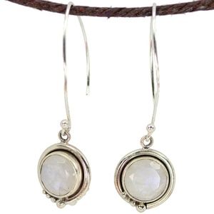 Delicate Round Moonstone Earrings